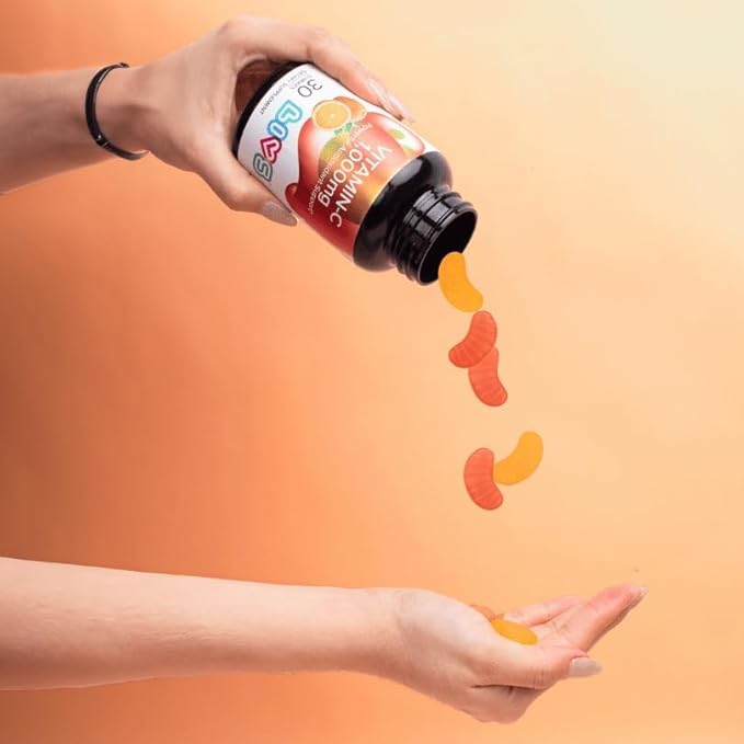 Vitamin C 1000mg Gummies for Kids & Adults | antioxidants & Immune Support Supplement | Hair, Skin and Nails Vitamins for Women & Men | Vegen & Free from GMO & Gluten - 1000mg VIT C/Dose - 60 ct