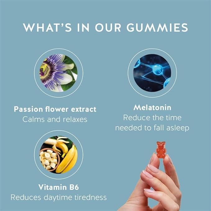 Vegan Melatonin 5mg Gummies, Sleep Gummies for Reduced time to Fall Asleep, with Vitamin B6 & Passion Fruit Extract - Super Snooze Sleep Vitamin (30 Gummies)