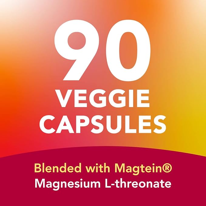 AMANDEAN Magtein Magnesium Complex. L-Threonate, Glycinate, Malate Triple Blend Chelated Magnesium Supplement. 90 Veggie Capsules. High Absorption Branded Ingredients. Brain Health, Sleep, Calm*.