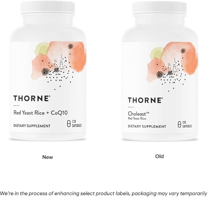 THORNE - Red Yeast Rice + CoQ10 - Maintain Healthy Cholesterol Levels and Supports Cardiovascular Health* - Gluten-Free, Dairy-Free - 120 Capsules