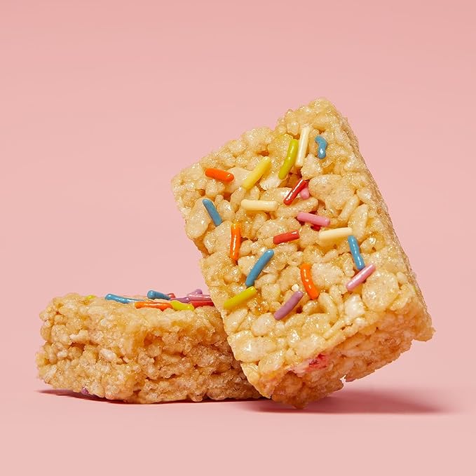 Skinny Crispy Birthday Cake Rice Treats – Low Sugar (4g), Vegan, Gluten-Free, Dairy-Free, Non-GMO, Top 9 Allergen-Free, Healthy Snack Bars, 15 Count