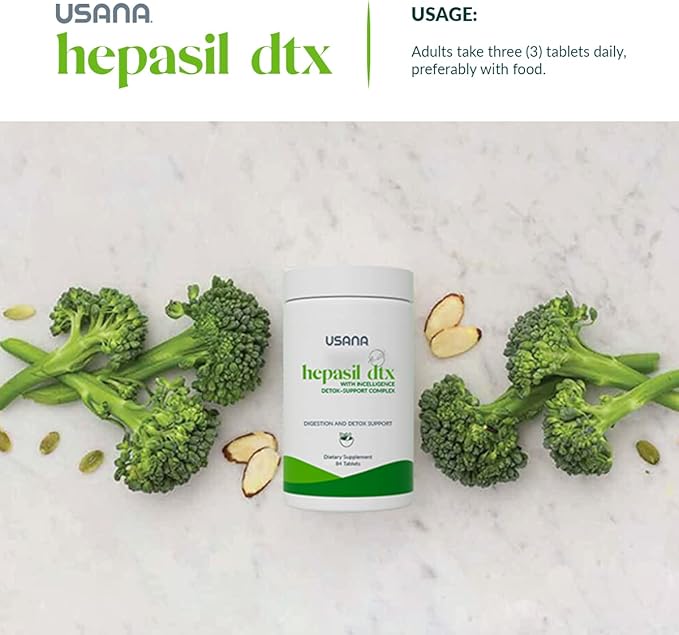 USANA - Hepasil DTX with InCelligence - Support Complex for Comprehensive Health, Protection, Wellness & Vitality - 84 Tablets (28-Day Supply)