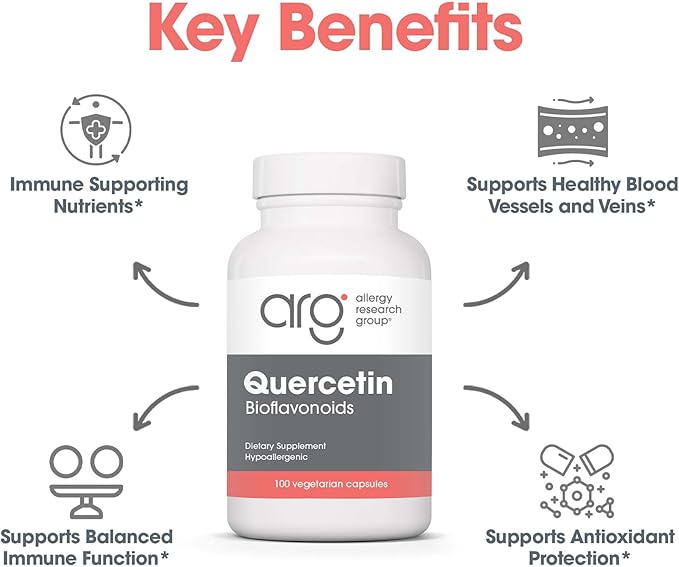 Allergy Research Group Quercetin Bioflavonoids - Lemon Bioflavonoid Complex, Rutin, Citrus Extract, Hesperidin, Vegetarian Capsules - 100 Count
