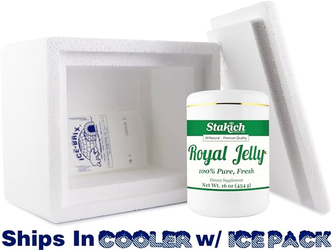 Stakich Fresh Royal Jelly - Pure, All Natural - No Additives or Preservatives Added - 16 Ounce (1 Pound)