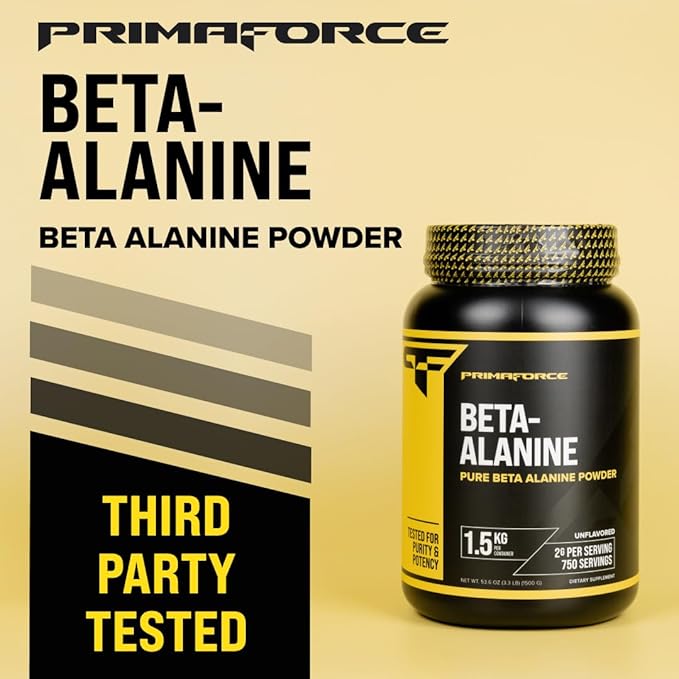 Primaforce Beta Alanine Powder, Unflavored, 1.5 kg - Gluten Free, Non-GMO Supplement for Men and Women