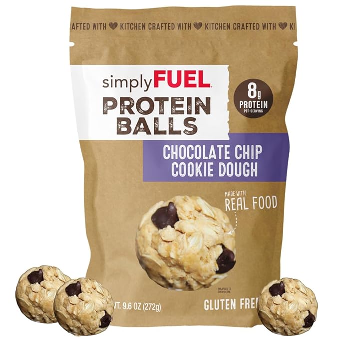 simplyFUEL Whole Food Protein Balls - Chocolate Chip Cookie Dough Snacks - 8g Protein Snack - Gluten Free Energy Balls