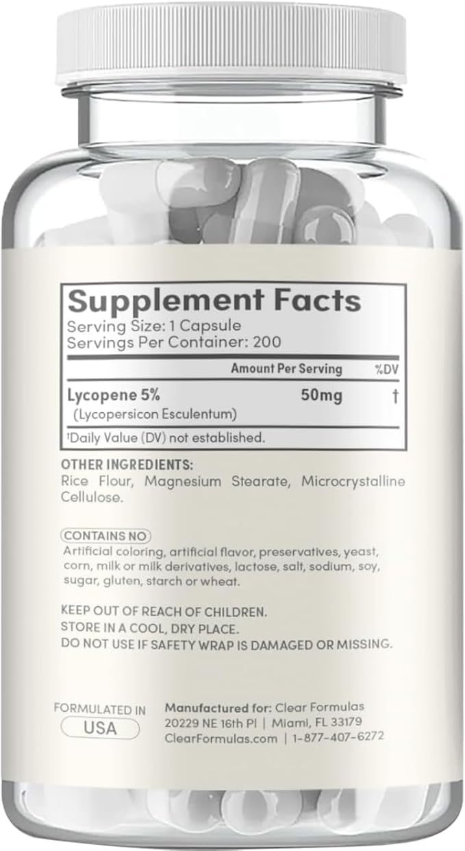 Tomato Based Lycopene Supplement - Extra Strength Lycopene 50mg Non-GMO Super Potent Antioxidant and Carotenoid Heart and Prostate Health Supplement for Men - Made in a cGMP US Lab (200 Servings)