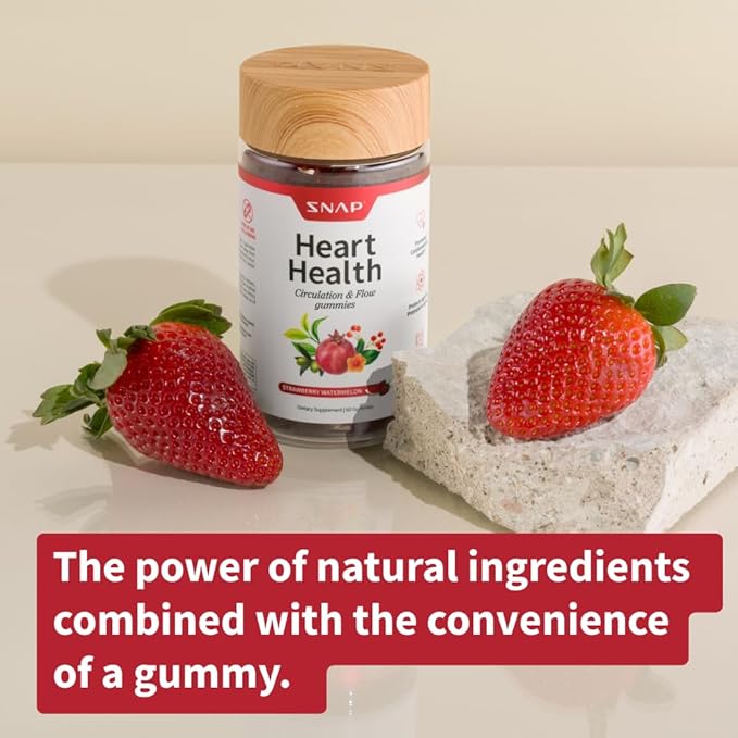 Snap Supplements Heart Health Gummies, Blood Circulation Supplements, CoQ10 Heart Health Supplements, Blood Flow Supplement, Sugar Free, 60 Gummies
