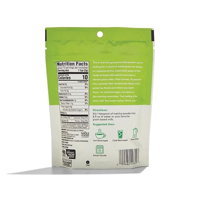 365 by Whole Foods Market, Organic Powdered Matcha, Finely Ground Whole Leaf Green Tea, 5 Ounce