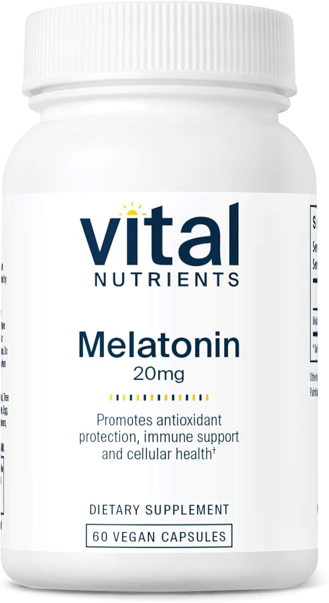 Vital Nutrients Melatonin 20mg | Vegan | Sleep Supplement to Support The Body's Natural Sleep Cycle* | Gluten, Dairy, Soy Free | 60 Capsules