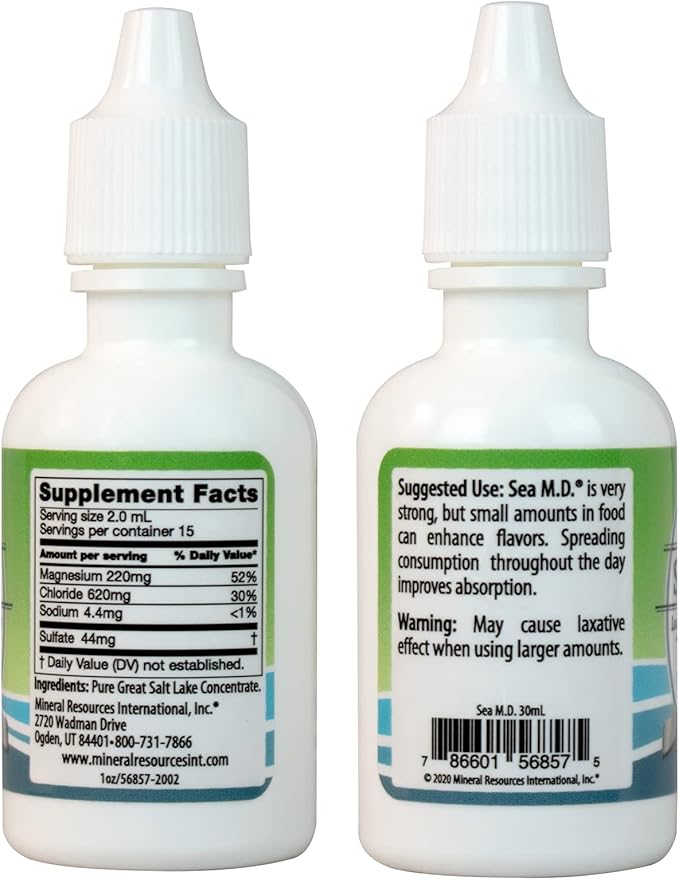 Anderson Sea M.D. Concentrated Trace Mineral Drops, Ionic Electrolyte Magnesium Supplement, Aids in Muscle Cramps, Liquid Magnesium and Trace Mineral, Easy to Take (1 Ounce)