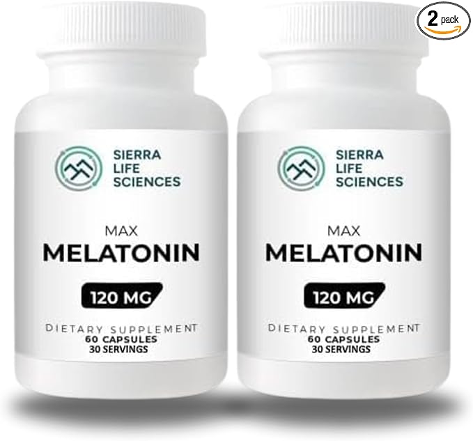 120 mg High Dosage Melatonin Max in Easy-to-Swallow Capsules - 30 Servings (Pack of 2)