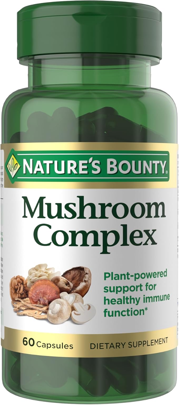 Nature's Bounty Mushroom Complex for Immune Support, Featuring Shiitake, Maitake and Reishi Mushroom – Health Supplements, 60 Capsules