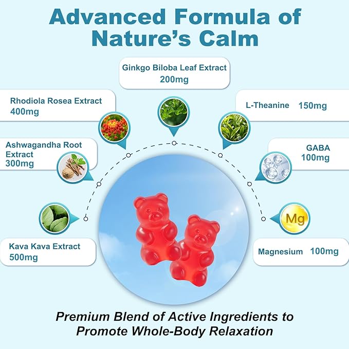 2 Pack Kava Kava Gummies 500mg, Calm Gummies for Relax, Calm, Focus & Sl♡ep, Kava Kava Root Extract Alternative to Kava Powder Capsules, Melatonin-Free, Sugar Free, Vegan, Mixed Berry Flavor, 120 Ct