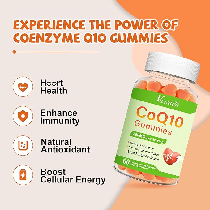 2 Pack CoQ10 Gummies 250 mg, Plus Omega-3, Magnesium, Vitamin B12 for Cellular Energy, Brain & Antioxidant, 5X Better Absorption Coenzyme Q10 Supplement - 120 Cts
