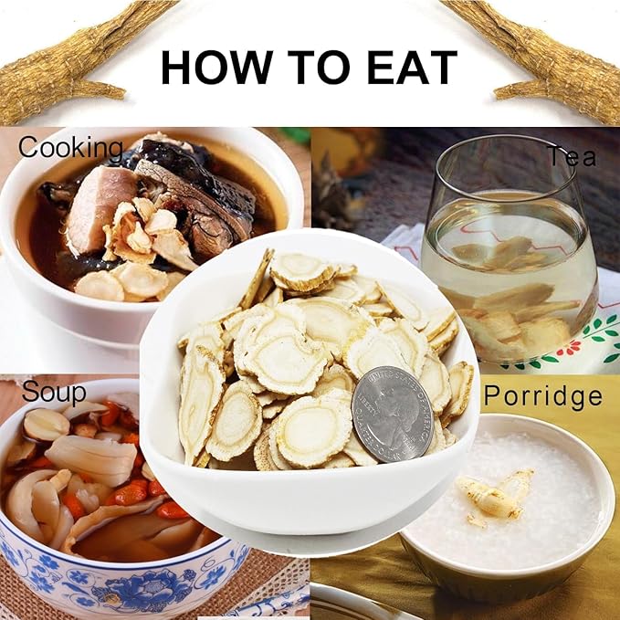 American Ginseng Slices from Wisconsin, American Wisconsin Ginseng Slices Root for Tea, Energy for Men Women Health Boosts Immunity, 多年生長 花旗參/西洋參, Larger Round Strip 1 Box of 8 Ounces