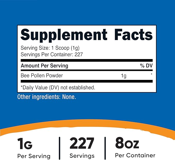 Nutricost Bee Pollen Powder (8 oz) (Unflavored) - 227 Servings, Gluten Free, Non-GMO, Vegetarian Dietary Supplement