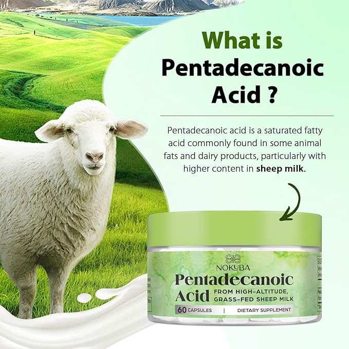Pentadecanoic Acid | 300mg High-Altitude Sheep Milk Sourced | 60 Capsules