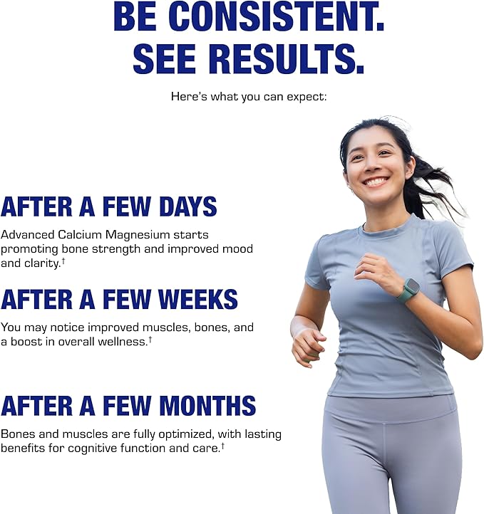 Advanced Calcium Magnesium Supplement - Clinically Formulated Magnesium Calcium with Vitamin D3 B1 B3 & B6 for Muscle Nerve Heart and Bone Health Support - Vegetarian Gluten Free Non-GMO (1 Month) M