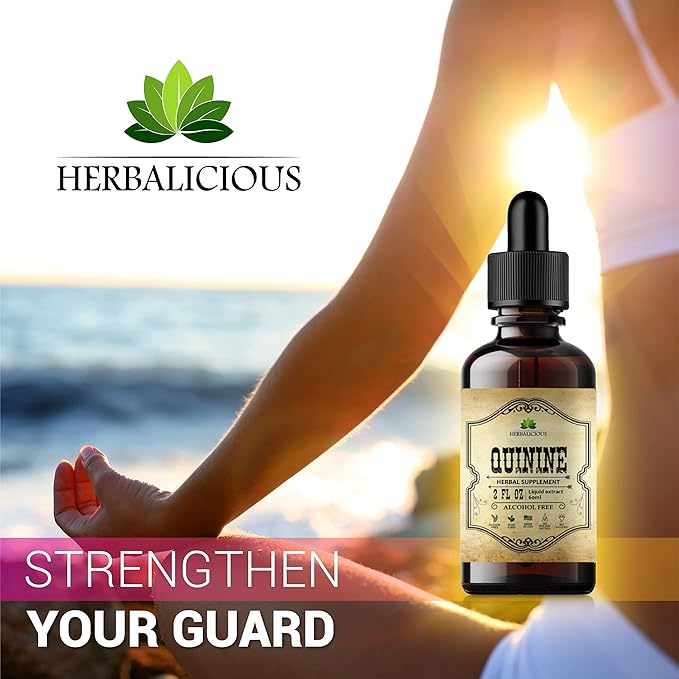Quinine Liquid Extract 2oz – Restless Legs Syndrome Relief & Leg Cramps PM Nighttime Cramp Relief – All-Natural Cinchona Officinalis Bark Tincture for Cramp Defense, Digestive Health & Immune Support