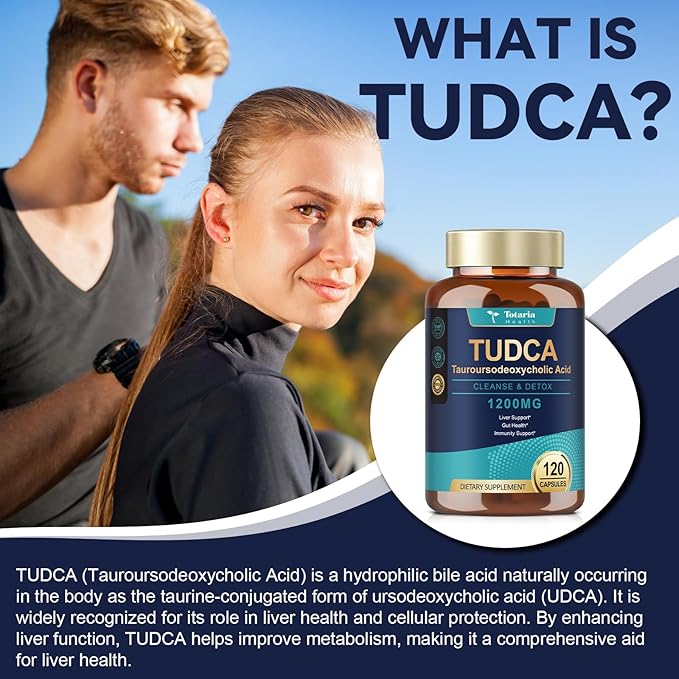 TUDCA Bile Salts 1200mg (Tauroursodeoxycholic Acid), 120 Capsules, Ultra Strength Pure TUDCA Liver Supplements, Liver and Gallbladder Cleanse & Repair, Vegan