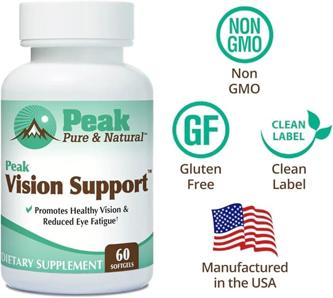 Peak Vision Support Eye Health Supplement – Lutein and Zeaxanthin Supplement for Eye Fatigue, Blue Light Protection - Promotes Healthy Eyes and Clear Vision (30 Servings)