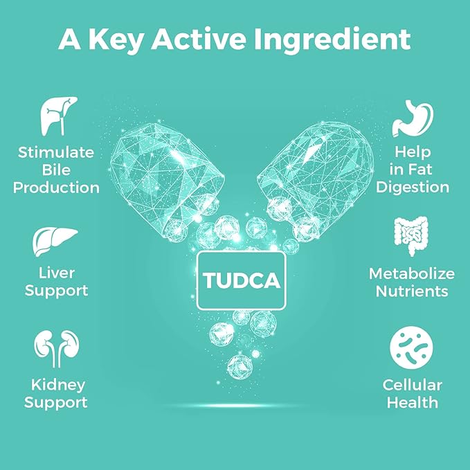 TUDCA Bile Salts Supplement 1000mg - 180 Veggie Capsules,Liver Support Supplement for Detox Cleanse,Gelatin Free