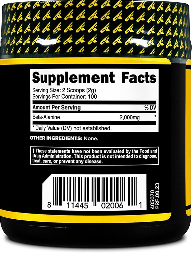 Primaforce Beta Alanine Powder, Unflavored, 200 Grams - Gluten Free, Non-GMO Supplement for Men and Women