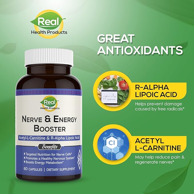 ALA Supplement - R-Alpha Lipoic Acid 300mg & Acetyl L-carnitine 1000mg - Nerve & Energy Booster for Nerve, Cardiovascular, Cognitive Function & Antioxidant Support, 60 Capsules, 30 Days Supply