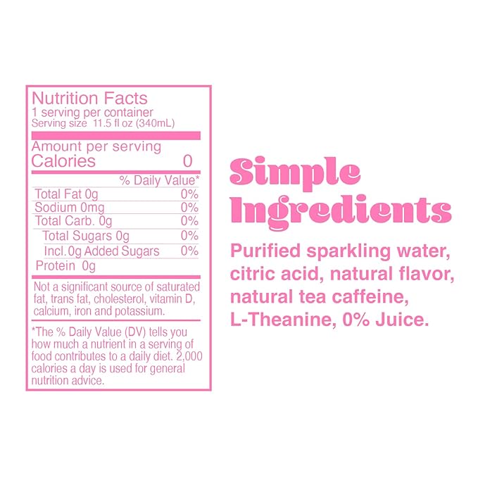 PHOCUS Caffeinated Sparkling Water, Grapefruit, 75mg Natural Caffeine Plus L-Theanine, Zero Sugar, Zero Calories, No Artificial Sweeteners, 11.5 fl oz Cans (Pack of 12)