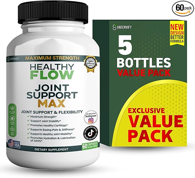 Healthy Flow Joint Support Max, 1500mg Glucosamine, 60 Capsules, Maximum Strength Joint Support Supplement (5)
