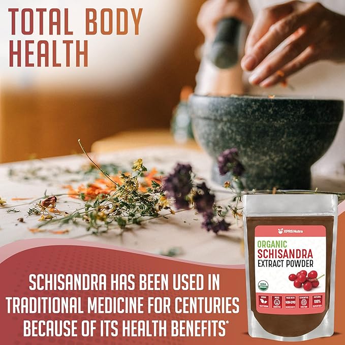 XPRS Nutra Organic Schisandra Berry Powder Extract - Premium USDA Organic Schisandra Powder for Cognition and Immunity - Vegan Friendly Berry Superfood (4 oz)