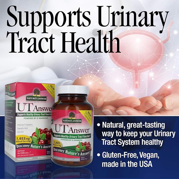 Nature's Answer UT Answer with D-Mannose 1955mg 90-Count | Urinary Tract & Bladder Support | Natural Detox | Gluten-Free, Vegan, Kosher | Single Count