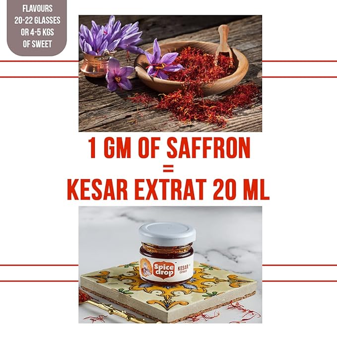Spice Drop Saffron Milk Extract - Pure Kashmir Extract - High Aroma, Functional, Rich Flavor and Aroma - No Artificial Color and Preservative - Gluten Free & Non GMO (Saffron Milk Mix)