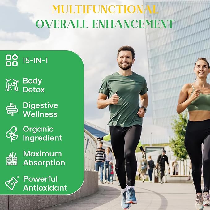 15-in-1 Detox Binder, Activated Charcoal, Zeolite & Bentonite Clay, Chlorella, 1500 MG Detox Supplement Maximum Absorbent, Liver Gut Digestive Detox Cleanse, 180 Vegan Capsules