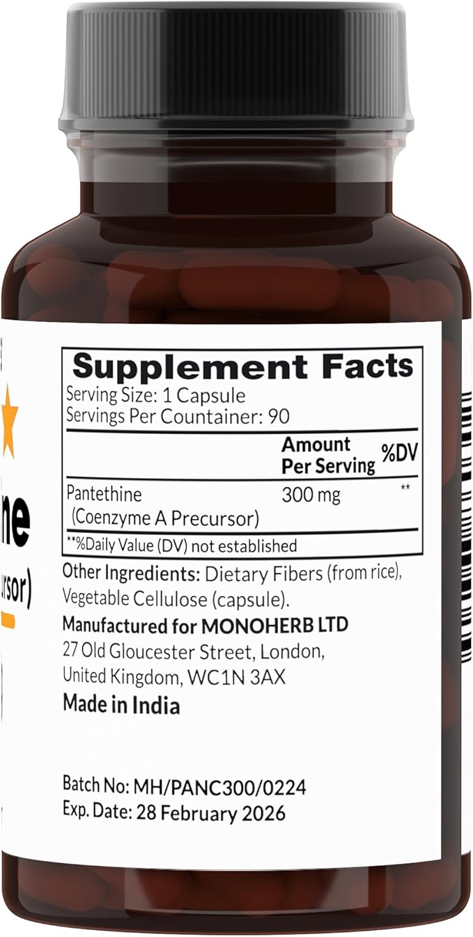 Pantethine 300 mg per Capsule - 90 Vegetarian Capsules