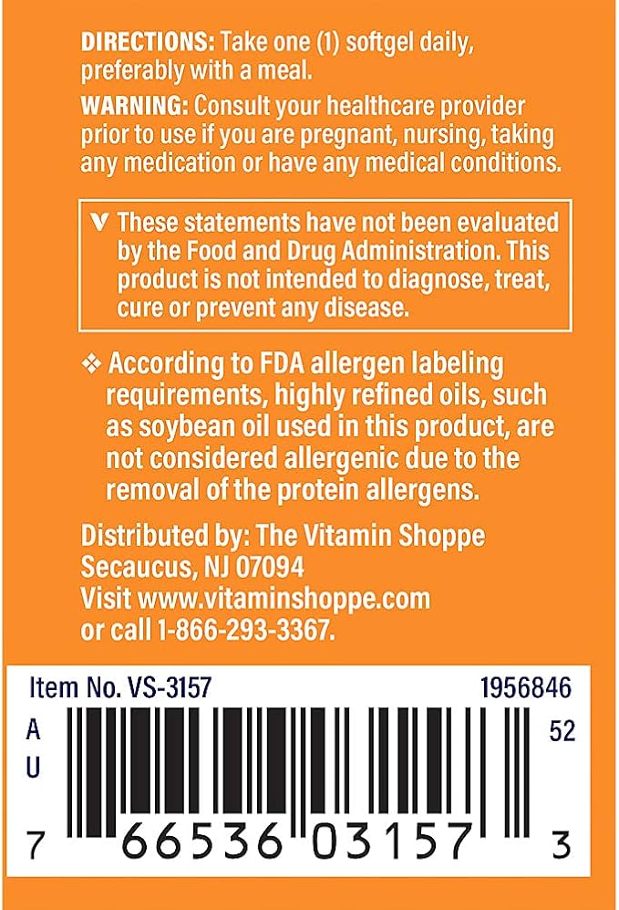 The Vitamin Shoppe Astaxanthin (Solasta) That Supports Brain & Heart Health and Skin for Healthy Aging (60 Softgels)