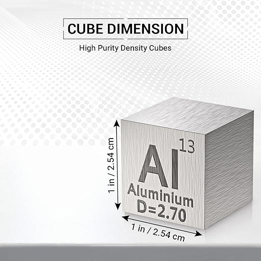 Aluminum Cube - Metal Element Cubes - Laser Engraved Density Cube Set for a Periodic Table of Elements Collection - (Aluminum, 1 inch)