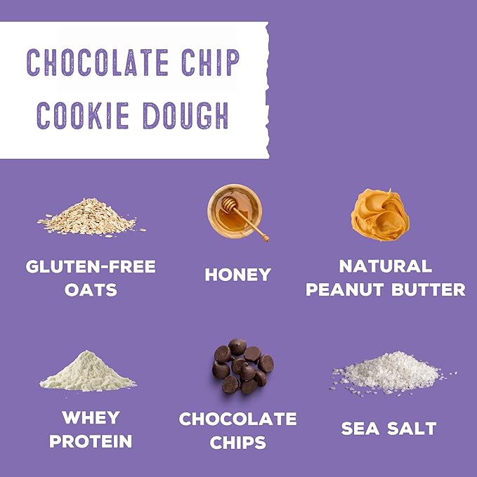 simplyFUEL Whole Food Protein Balls - Chocolate Chip Cookie Dough Snacks - 8g Protein Snack - Gluten Free Energy Balls