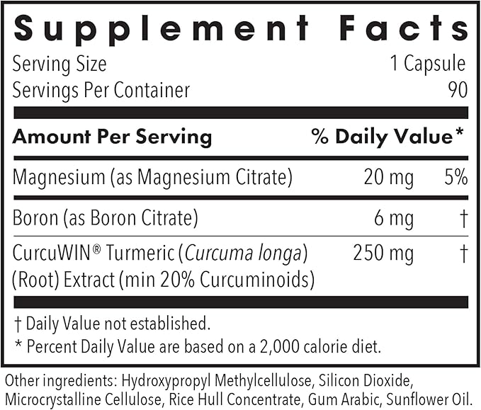 Allergy Research Group Boron Joint with CurcuWIN - Boron Complex for Men & Women, Bone & Joint Support, 6mg Supplement, Vegetarian Capsules - 90 Count