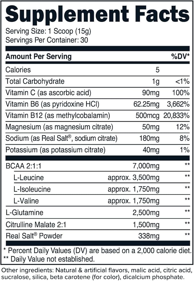 Primaforce BCAA Powder (Pineapple Mango) (30 Servings) - 7000MG 2:1:1 BCAAs, Post-Workout Drink with Amino Acids and Real Salt