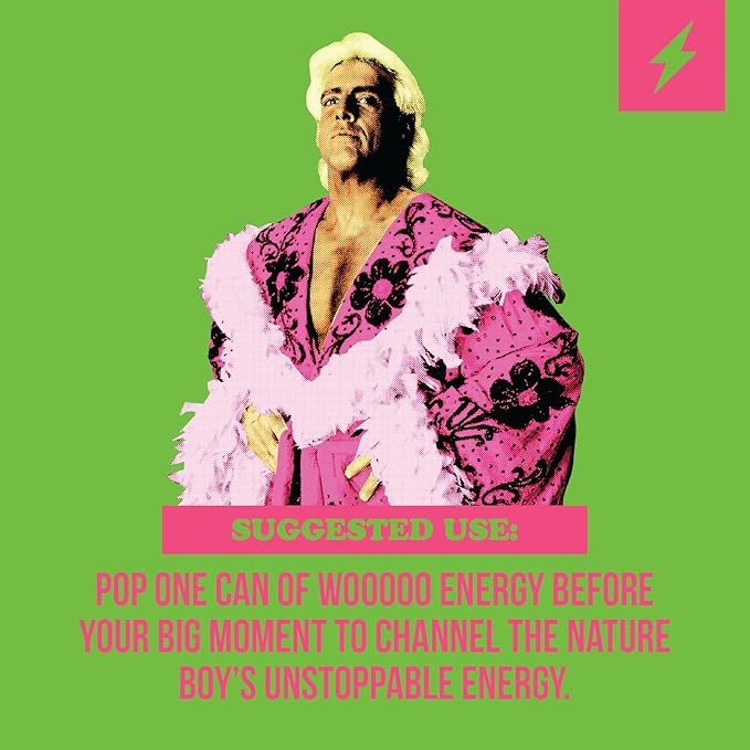 Wooooo! Energy Ric Flair Sparkling Adaptogenic Mushroom Energy Drink | Natural Antioxidants & Nootropics | Lion’s Mane & Cordyceps | 150mg Caffeine | 12 Pack (Dragon Fruit)