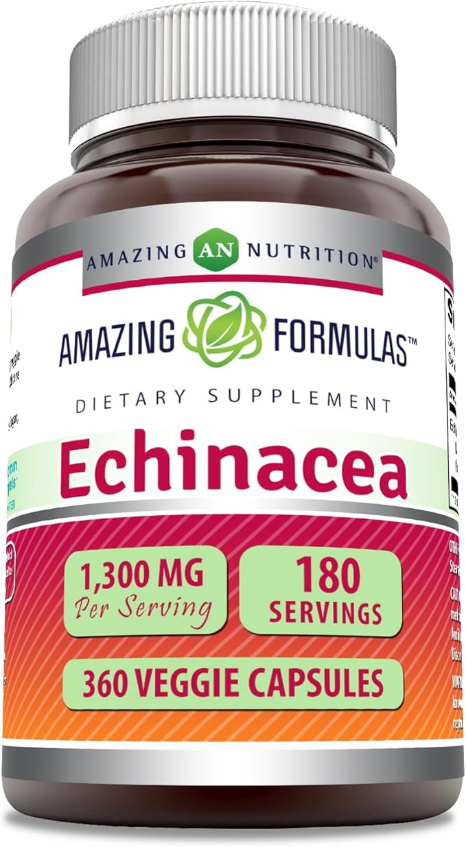 Amazing Formulas Echinacea | 1300 Mg Per Serving | 360 Veggie Capsules | Non-GMO | Gluten Free | Made in USA