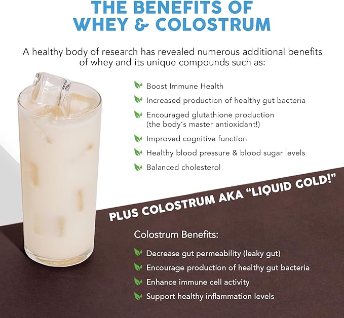 Paleovalley 100% Grassfed Whey Protein Powder with Colostrum, 13g Protein, Vanilla, Muscle Building, Immune Support, Gut Health, 30 Servings