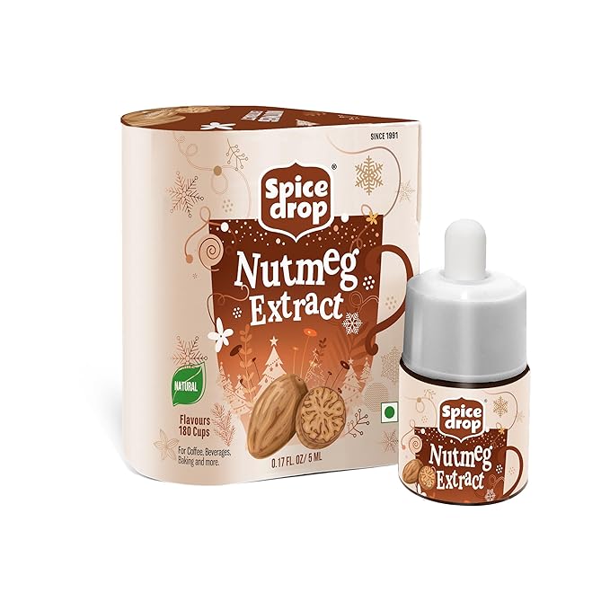 Spice Drop Nutmeg Extract - Up to 180 Drops Per Bottle | Coffee, Cooking, Baking, Dessert | Rich In Quality And Aroma | No Added Color or Preservative | Vegan (0.17oz, Pack of 1)