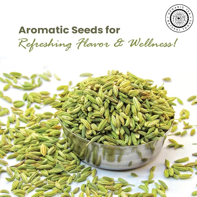 Pride of India – Fennel Seed Whole – Gourmet Spice – Fresh & Aromatic – Mouth Freshener – GMO/Gluten Free – Flavoring for bakes, meat & more – Easy to Use – 8 oz. Medium Dual Sifter Jar