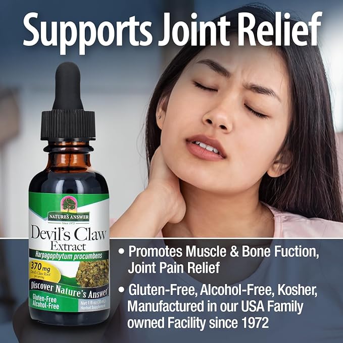 Nature's Answer Devil's Claw Root Alcohol Free Extract 1 Fluid Ounce | Supports Joint Function | Promotes Muscle and Bone Function