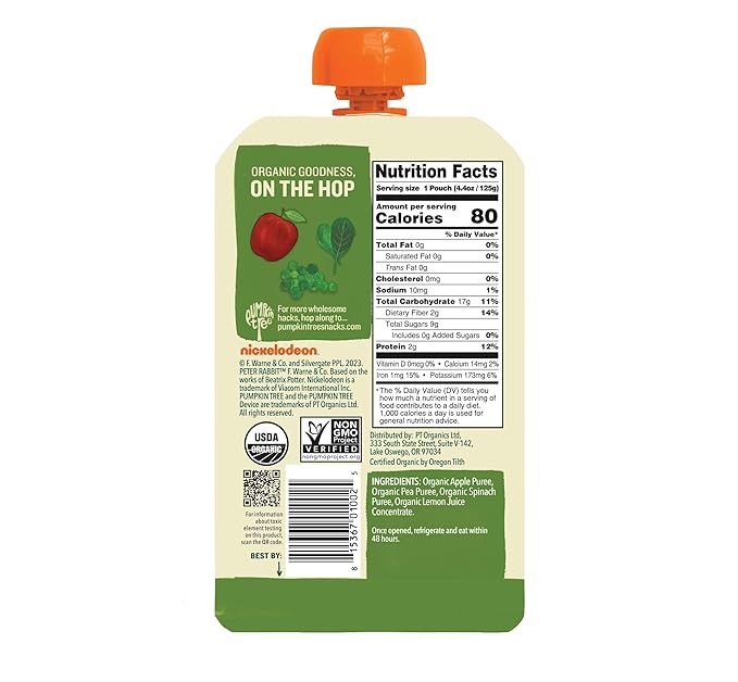 Peter Rabbit Organics Fruit Vegetable, Squeezable Pouches, 4 Ounce (Pack of 18)