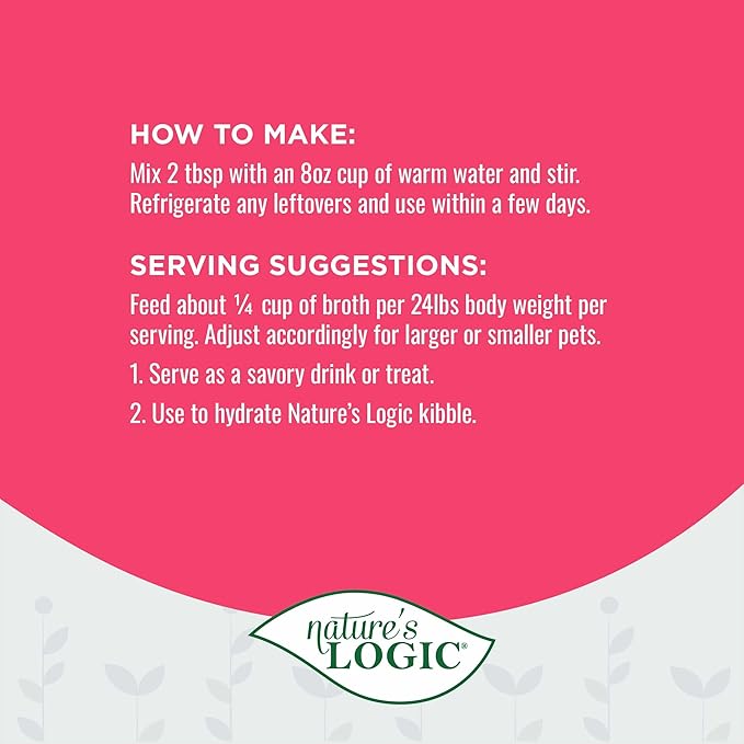 Nature's Logic Dehydrated Bone Broth Powder - 100% Natural Dog & Cat Topper - Rich in Glucosamine & Chondroitin - Boosts Immune System - Gluten-Free, No Synthetic Ingredients – Pork, 6oz