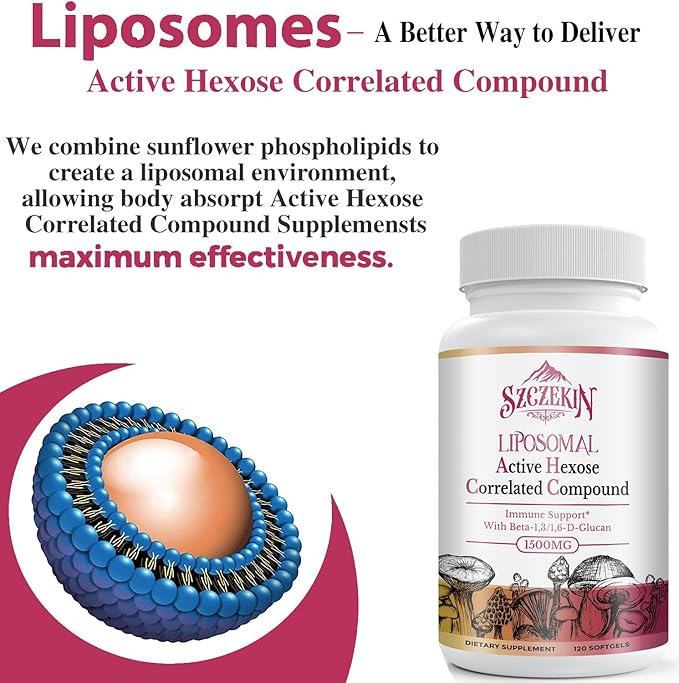 1500mg Liposomal Active Hexose Correlated Supplement,240 Soft Gels Beta-Glucans with Natural Mushroom Extract, Immune System, Liver Function, Maintain T-Cell & Killer Cell Activity